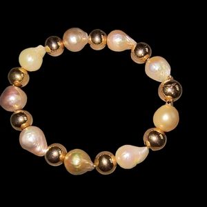 Honora Italy Luxury Baroque Pearl & Bronze Bead Bracelet